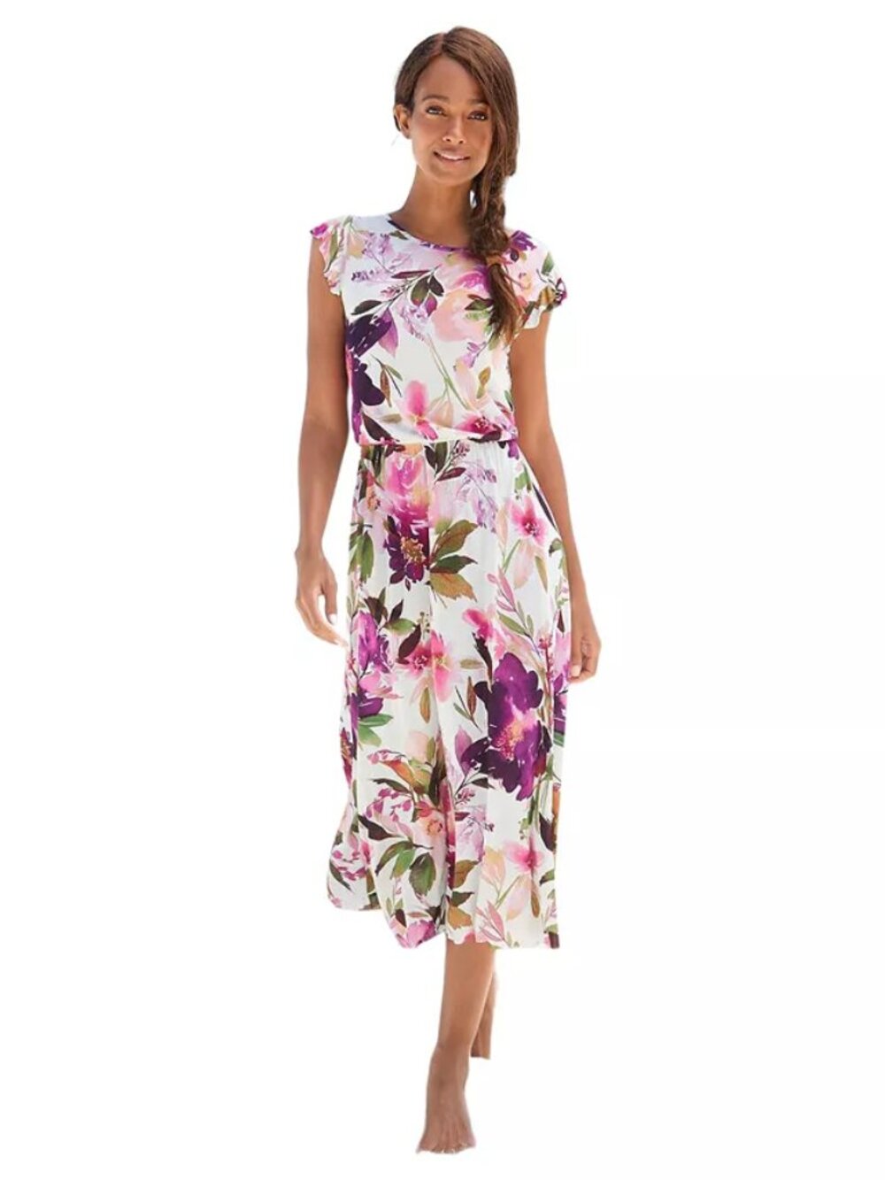 Beachtime Pure Collection A-Line Flutter Sleeve Romantic Midi Dress 12